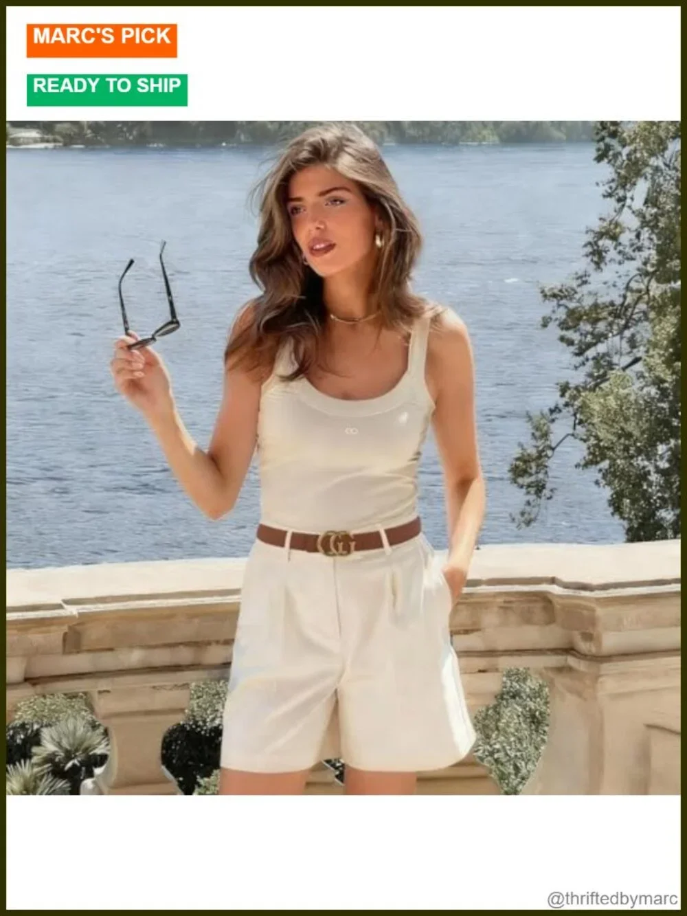 Reversible Leather Belt with Fashion Gold Buckle 1.1 Inch